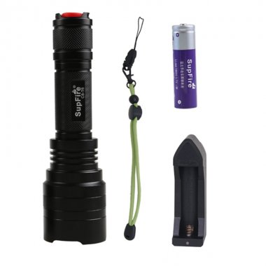 SupFire.900 Lumen CREE-T6 LED Torch Flashlight with 18650 battery and a charger, C8-T6. A Set