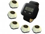 SINGCALL.Wireless Waiter Service Calling System,for Restaurant,Coffee shop, Pack of 5 Buttons and 1 pc Watch